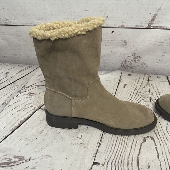 Vintage Clarks Boots - Etsy Clarks Boots Womens 9.5M Opal Zip Suede Mid Calf Faux Fur‎ Lined Bootie Beige